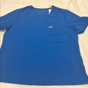 NWT Figs royal Blue XL  Short Sleeve Catarina scrub top 1 pocket tapered back